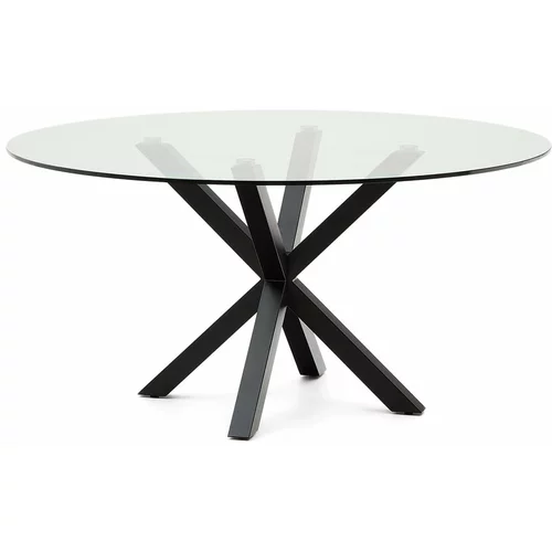 Kave Home Črna okrogla jedilna miza s stekleno mizno ploščo ø 150 cm Argo –