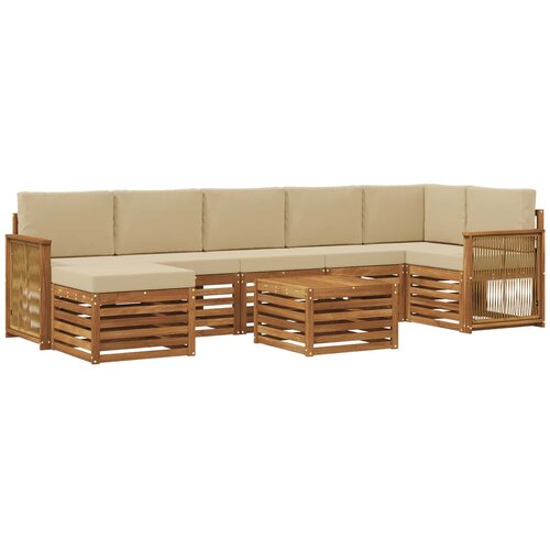 vidaXL Zunanja garnitura za sedenje z blazino 7 pcs Naravna, (5000282079) Cene