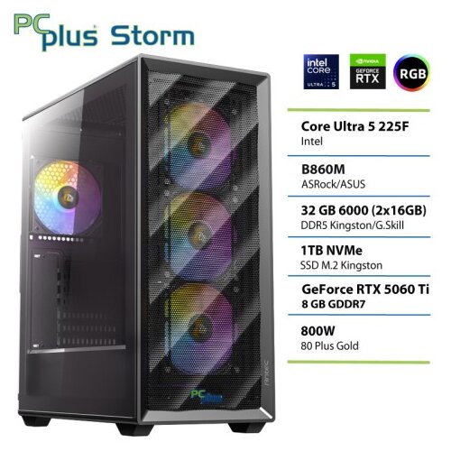 PCPLUS Storm Core Ultra 5 225F 32GB 1TB SSD RTX 5060Ti 8GB gaming namizni računalnik Cene