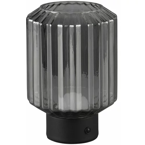 Tri O Črna/siva LED zatemnitvena namizna svetilka s steklenim senčnikom (višina 19,5 cm) Lord –