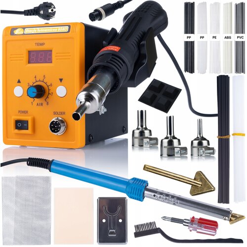 Rosfix 858D KOMPLET POSTAJE ZA SPAJKANJE Z VROČIM ZRAKOM + BLUE LARK 80W BL80W SPAJKALNIK S KOMPLETOM DODATKOV (PLASTIKA, MREŽICA) + PROWELDER KIT MINI, (21739279) Slike