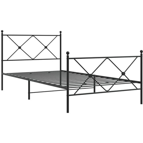 vidaXL Metalni okvir kreveta uzglavlje i podnožje crni 107x203 cm Cene