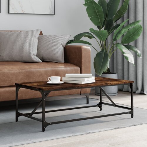 VidaXL Klubska mizica dimljeni hrast 100x50x35 cm inženirski les Slike