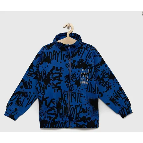 Coccodrillo Otroški bombažen pulover mornarsko modra barva, s kapuco