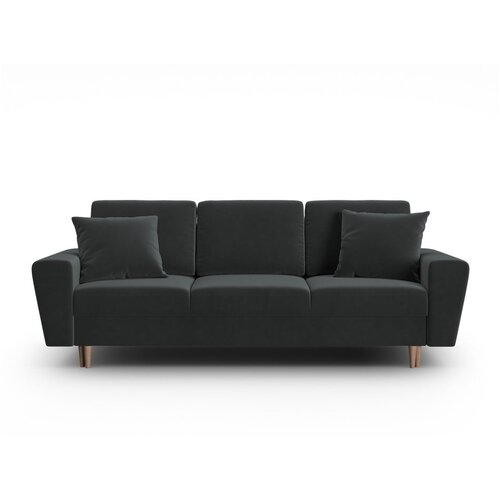 Cosmopolitan Design Temno siva žametna raztegljiva sedežna garnitura s prostorom za shranjevanje 235 cm Kyoto &amp;ndash; Slike