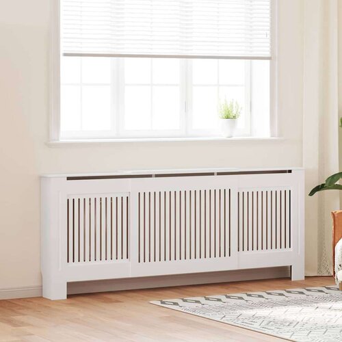 VidaXL Pokrov radiatorja 2 pcs Bela 205x20.5x81.5cm Konstruiran les Slike
