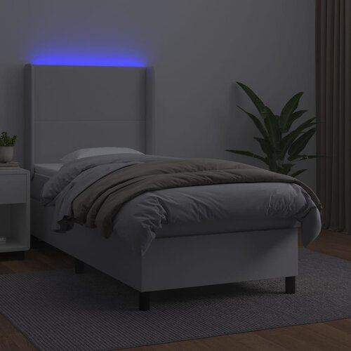  box spring s madracem LED bijeli 90x200 cm umjetna koža Slike