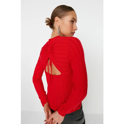 Trendyol Red Back Detailed Knitwear Sweater