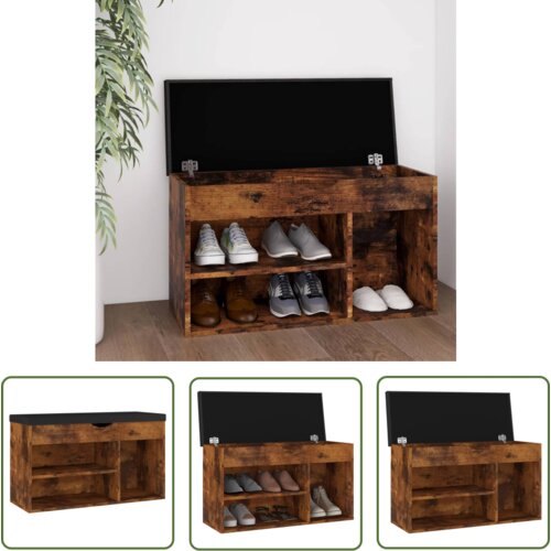 The Living Store Klop za čevlje z blazino dimljeni hrast 80x30x47 cm inž. les - Klop Za Čevlje, (21744673) Cene