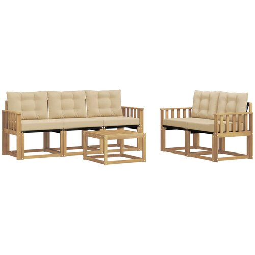  Set vanjskih sofa 6 kom. Bijela i bež Smeđa 59 x 59 x 37 cm Slike