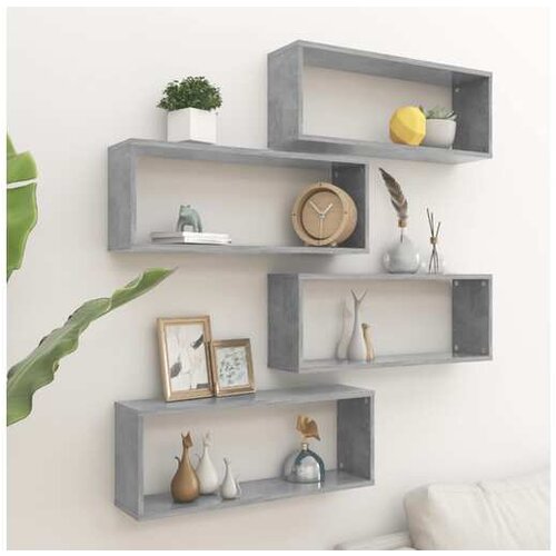  Stenske police kockaste 4 kosi betonsko sive 60x15x23 cm Cene