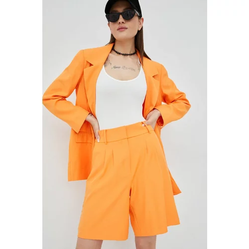 Only Kratke hlače za žene, boja: narančasta, glatki materijal, visoki struk