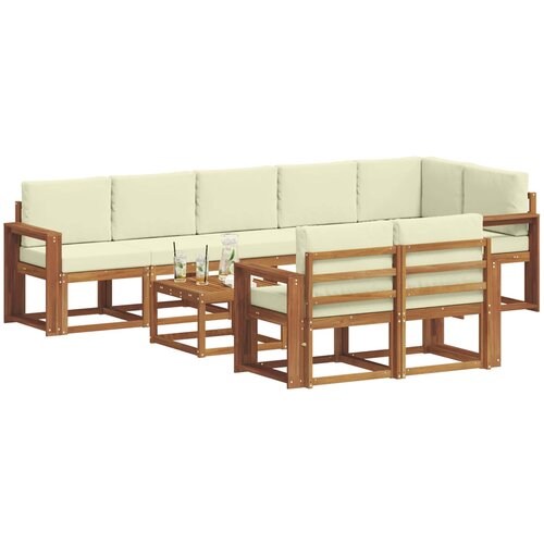  Set vanjskih sofa 9 kom. Prirodna i krem Slike