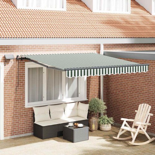  Skrovita tenda Zelena i bijela 350 x 250 cm tkanina Cijene