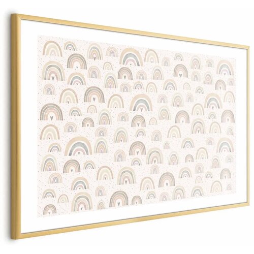  Plakat - Rainbows and Hearts 60x40 Zlatni okvir s margom Cene