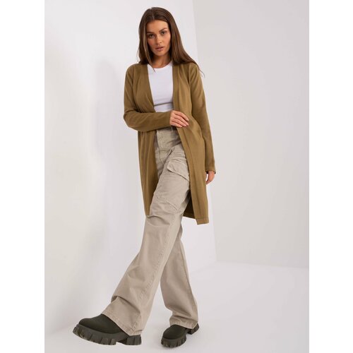 Fashion Hunters Olive Green Women's Long-Sleeved Cardigan Slike