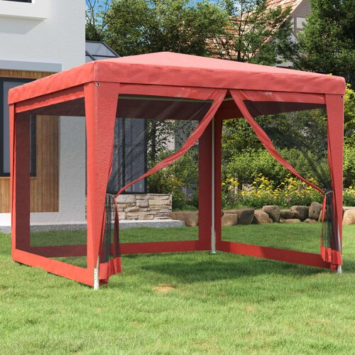 Šator za zabave s 4 mrežasta bočna zida crveni 3 x 3 m HDPE Cijene