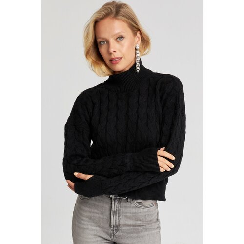 Cool & Sexy Women's Black Gloves Knitwear Sweater MIW1318 Cene