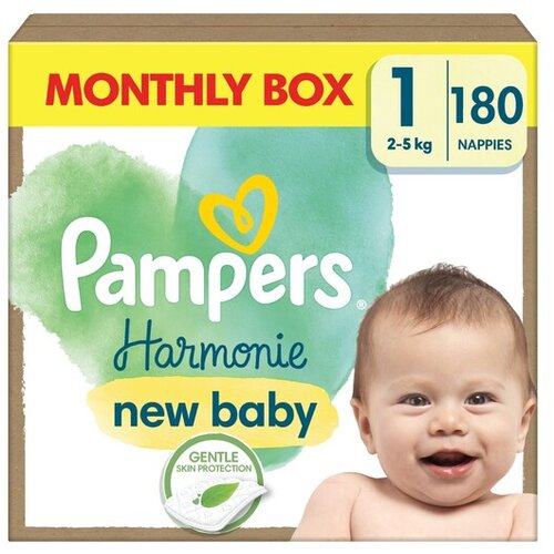 Pampers PLENICE plenice Harmonie, velikost 1 (2-5 kg), 180 kosov Slike