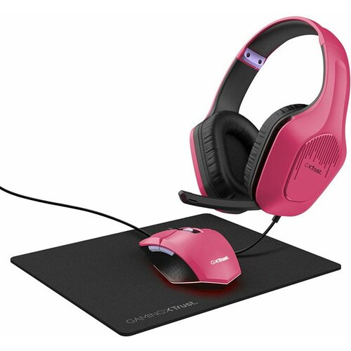 Trust miš + slušalice + podloga gxt 790P tridox 3-in-1 pink Slike