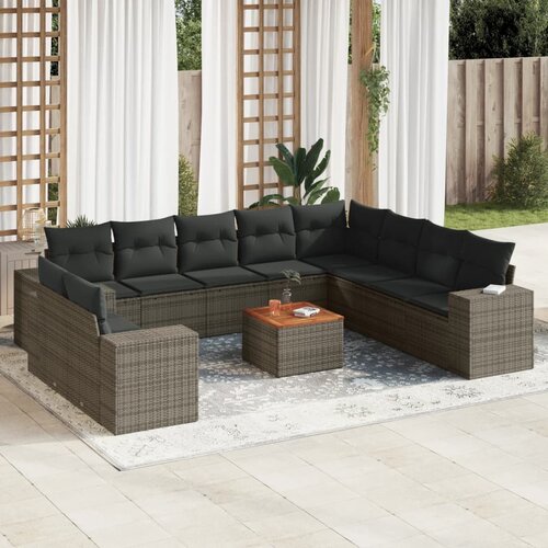 vidaXL 11-dijelni set vrtnih sofa od poliratana s jastucima sivi Cijene
