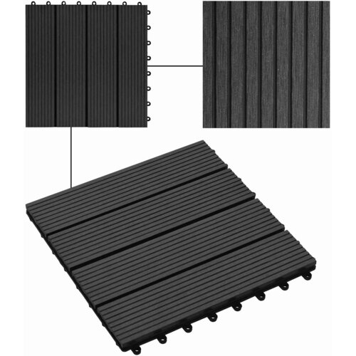  Pločice za decking 22 pcs Crna 30 x 30 cm Drvoplastična smjesa Slike