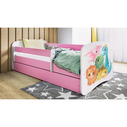 MID.YOU Dječji krevet Dreamy dinosauri 160x80 sa madracem s ladicom Rozičasta Cijene