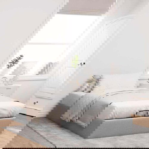  Okvir kreveta bez madraca svjetlosivi 100x200 cm od tkanine Slike