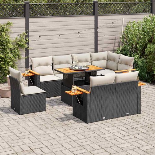  9-dijelni set vrtnih sofa s jastucima crni od poliratana bagrem Cene