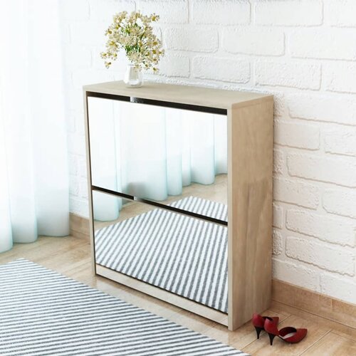 vidaXL ormarić za cipele s ogledalom boja hrastovine 63x17x67 cm Cijene