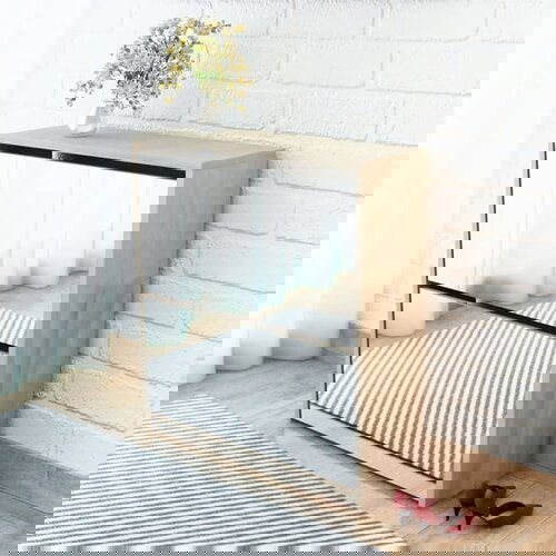 VidaXL ormarić za cipele s ogledalom boja hrastovine 63x17x67 cm Slike