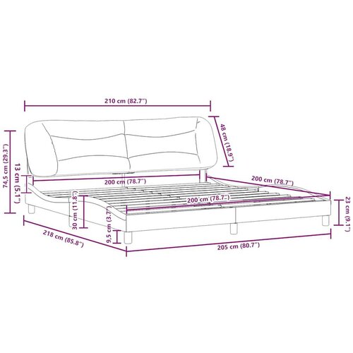 VidaXL Okvir za krevet s uzglavljem smeđesivi 200 x 200 cm od tkanine Slike