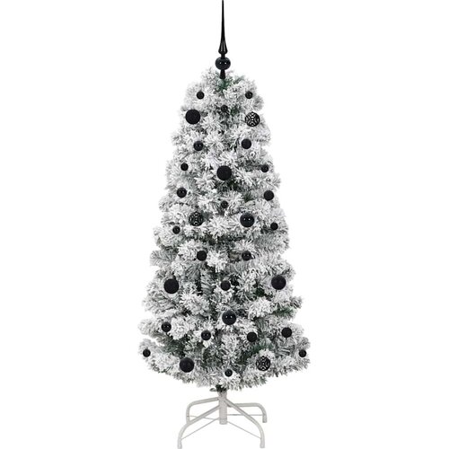 VidaXL Umjetno božićno drvce s nogom Zelena i bijela 150 cm PVC Slike