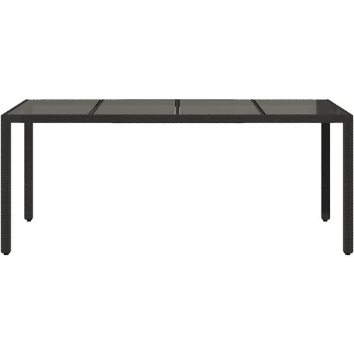  Vrtni stol sa staklenom pločom crni 190x90x75 cm od poliratana Slike