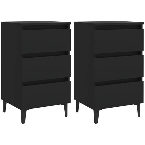 Furnova Nočna omarica s kovinskimi nogami 2 kosa črna 40x35x69 cm, (21927882) Slike