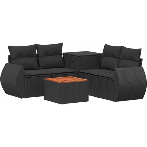 Set sofe 6 kom. Crna Poli Rattan i čelik Slike