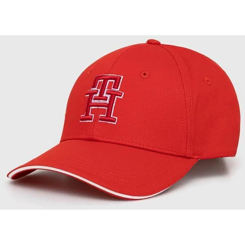 Tommy Hilfiger Bombažna bejzbolska kapa rdeča barva