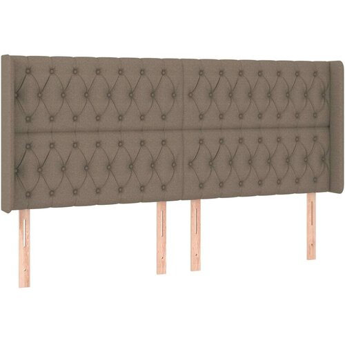 VidaXL Krevet box spring s madracem LED smeđesivi 200x200 cm tkanina Slike