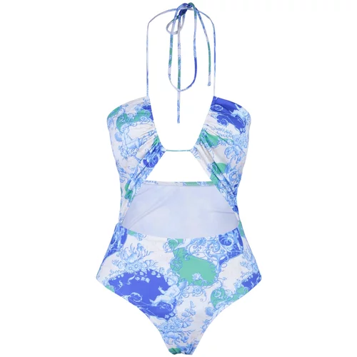 Trendyol Blue Ethnic Pattern Cut Out Detailed Swimsuit