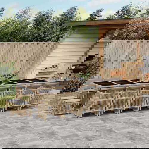  17-dijelni vrtni blagovaonski set od poliratana s jastucima bež Slike