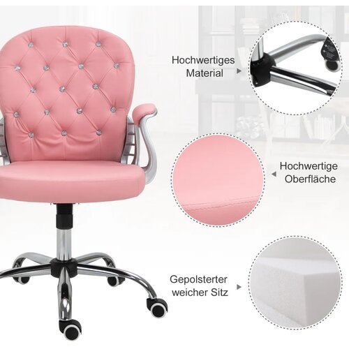  Uredska ergonomska stolica umjetna koža podesiva visina roza Slike