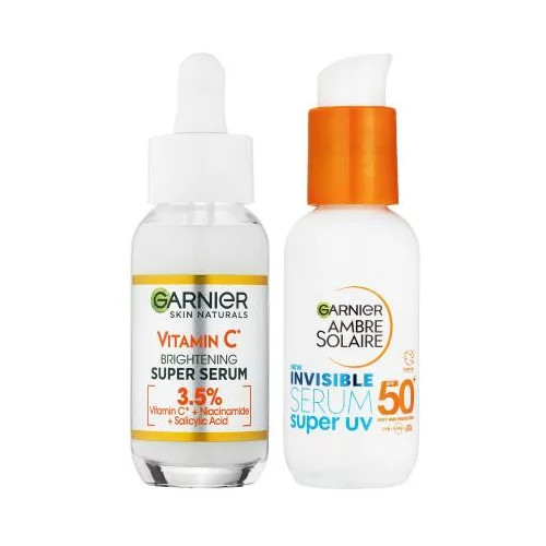 Garnier Skin Naturals Vitamin C Brightening Super Serum Set serum za lice 30 ml + proizvod za zaštitu lica od sunca 30 ml za ženske