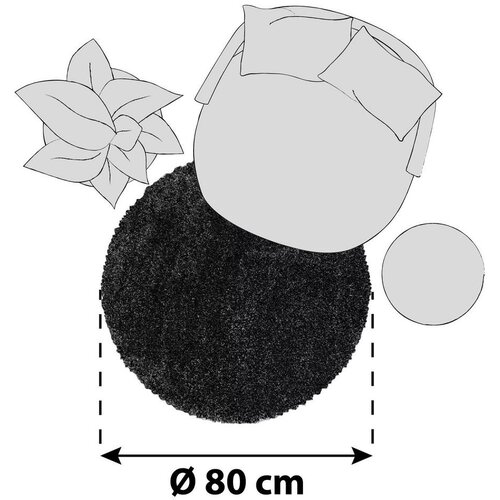 XXXL Preproga Fluffy, &amp;Oslash; 80cm, Antracit Slike