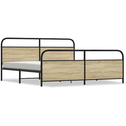 Maison Chic Kovinski Posteljni okvir - Dvoposteljna postelja - Zakonska postelja brez vzmetnice sonoma hrast 200x200 cm, (21694817) Cene