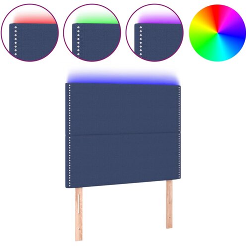Maison Chic led posteljno vzglavje - vzglavna omarica - nočna omarica modro 100x5x118/128 cm blago, (21713106) Slike