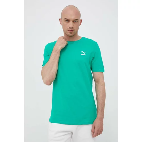 Puma Pamučna majica boja: zelena, jednobojni model, 535587-02