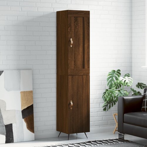 VidaXL Visoka omara rjavi hrast 34,5x34x180 cm inženirski les Slike