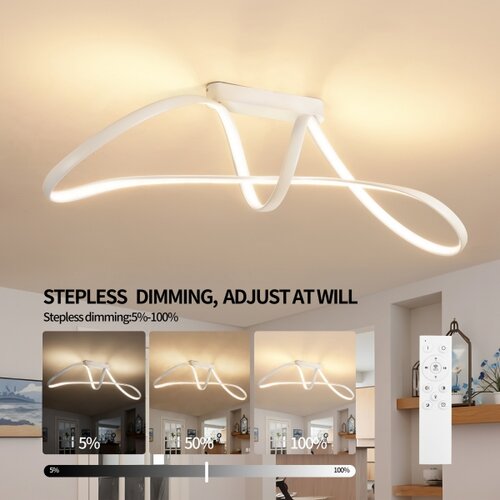 Brilagi led prigu&amp;scaron;iva prislonjen plafonski luster twister LED/60W/230V 3000-6000K bela + daljinski upravljač Slike
