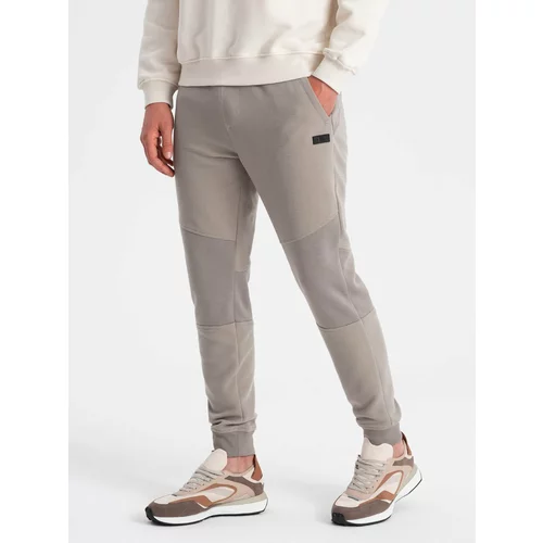 Ombre Men's sweatpants with ottoman fabric inserts - ash