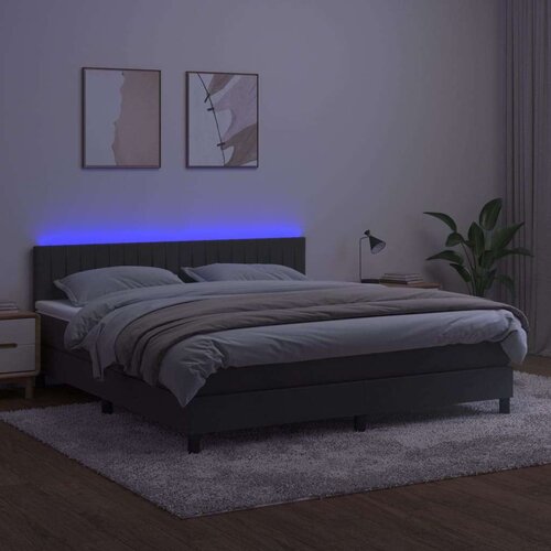 VidaXL Krevet box spring s madracem LED tamnosivi 180x200 cm bar&amp;scaron;un Slike